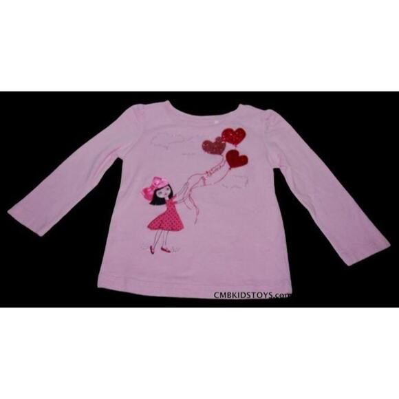 Baby Gap Girls Pink 18-24M Hearts Balloons shirt Long Sleeves - Picture 2 of 6